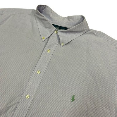 Ralph Lauren Classc Fit Button Down Shirt Mens 3XB Big Purple Plaid Short Sleeve