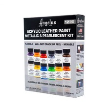 Angelus Acrylic Leather Paint Metallic Pearlescent Kit All 12 Colors / 1 oz