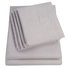 Sweet Home Collection Queen Sheets Stripe Grey - 6 Piece 1500 Supreme