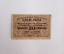 Foreign Yugoslavia Banknote  Ljubljana 20 Vinarjev 1919 Currency Paper Money VTG