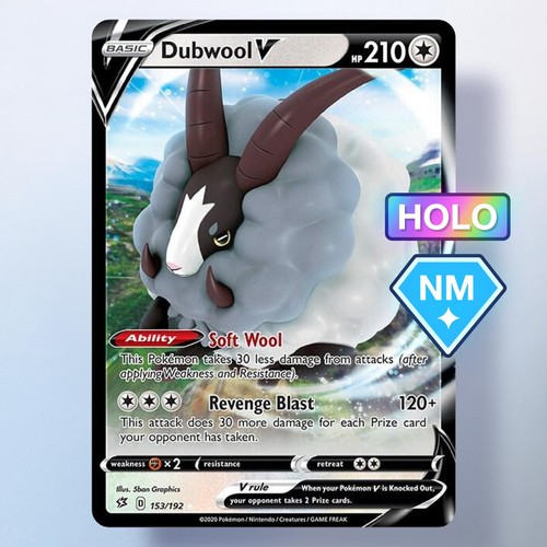 Dubwool V 153/192 Near Mint Holo V Rare Rebel Clash Pokemon