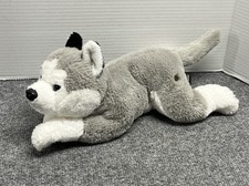 FAO Schwarz Husky Dog 14" Plush Stuffed Animal Gray White