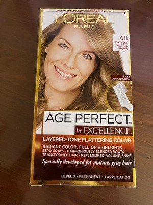 1x L'OREAL Paris AGE PERFECT Excellence Hair Color, 6B LIGHT SOFT NEUTRAL BROWN 