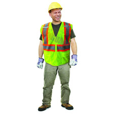 Size 5X-Large Lime ANSI Class 2 Fire Retardant Poly Mesh Safety Vest with 4 In.