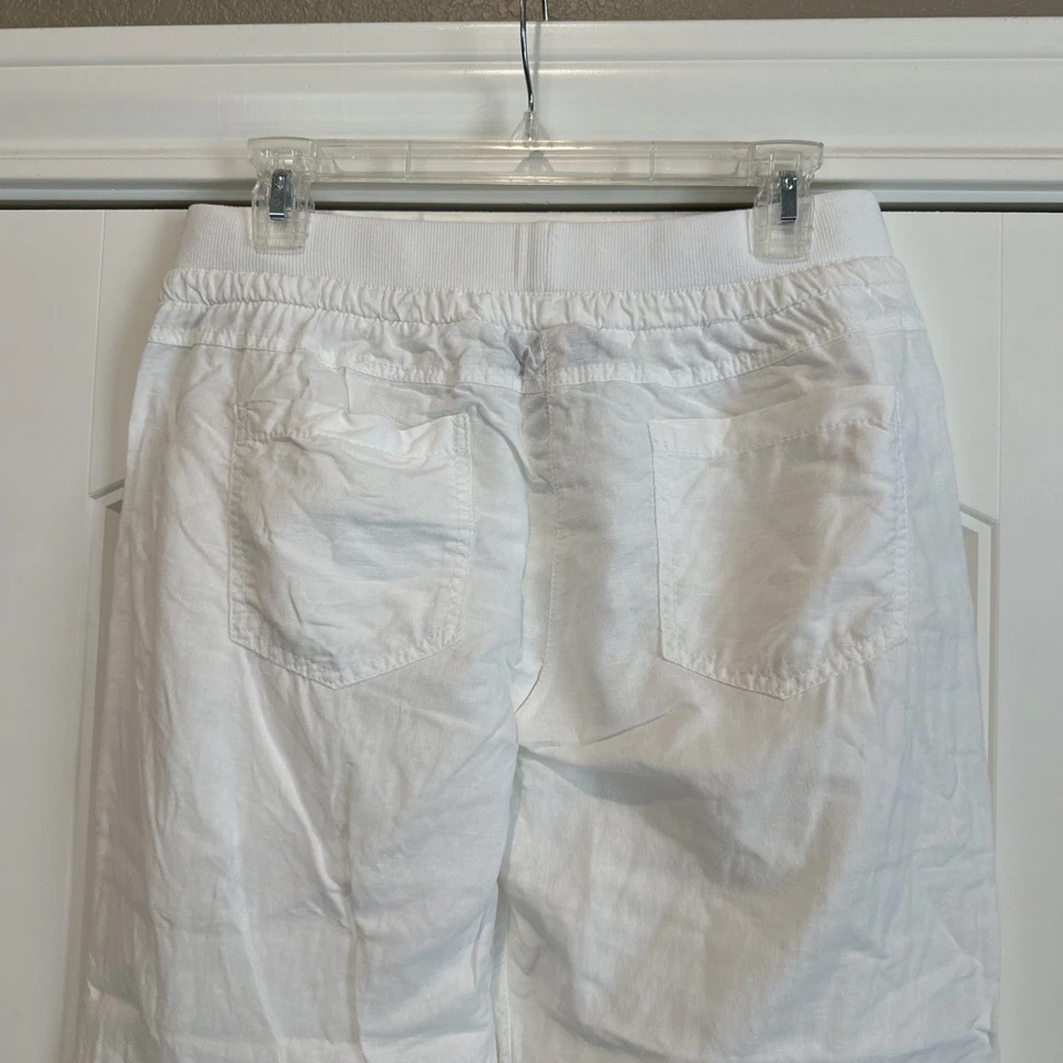 Calça AMERICAN RAG CIE perna larga linho branco frente amarrada tamanho G  - Imagem 4 de 4