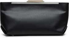 Steve Madden Antoni Soft Oversized Clutch Black Faux Leather Detachable Hex Clip