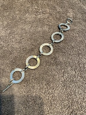 Lia Sophia Silver Tone Iridescent Shell Like Bracelet  7.5 Inches
