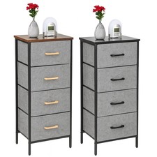 4 Drawer Fabric Chest of Drawers Storage Unit Metal Frame Wood Top Bedroom