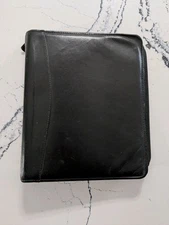 VTG FRANKLIN COVEY Planner Classic 7-Ring Organizer Zip Black Leather Folio