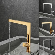 Brass Bathroom Sink Faucet Vessel Single Handle Waterfall Basin Vanity Mixer Tap