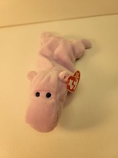 Ty Beanie Baby Happy the Hippopotamus A Lavender Hippo 8" 23cm New MWMT