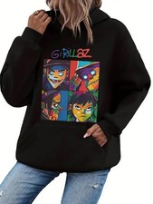 Women'S Gorillaz Graphic Hoodie - 2-Sided Colorful Cartoon Character Print Gori
