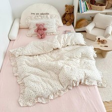 Muslin Cotton Pink Floral Print Duvet Cover for Toddler Girls Kids Comforter