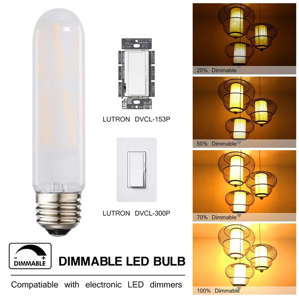 T10 Led Frosted Bulb, 8W Dimmable Tubular LED Light Bulb, 75 Watt Incandescen... - Image 4 of 4