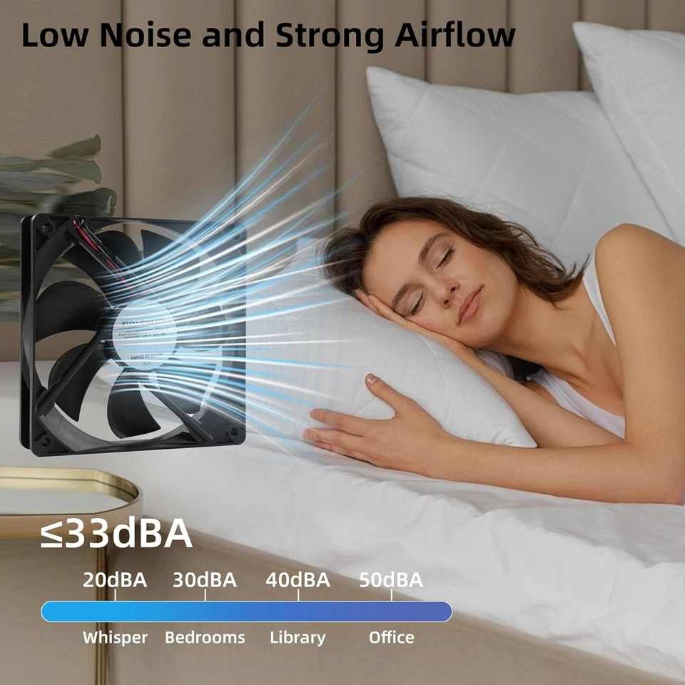 12V DC Fan Strong Quiet 120x120x25mm 12cm Small Cooling 2Pin 120x25mm  - Image 3 of 4