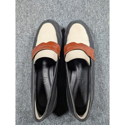 ECCO Modtray Women's Leather Penny Loafers Black Cream Brown Size 39 US 8-8.5