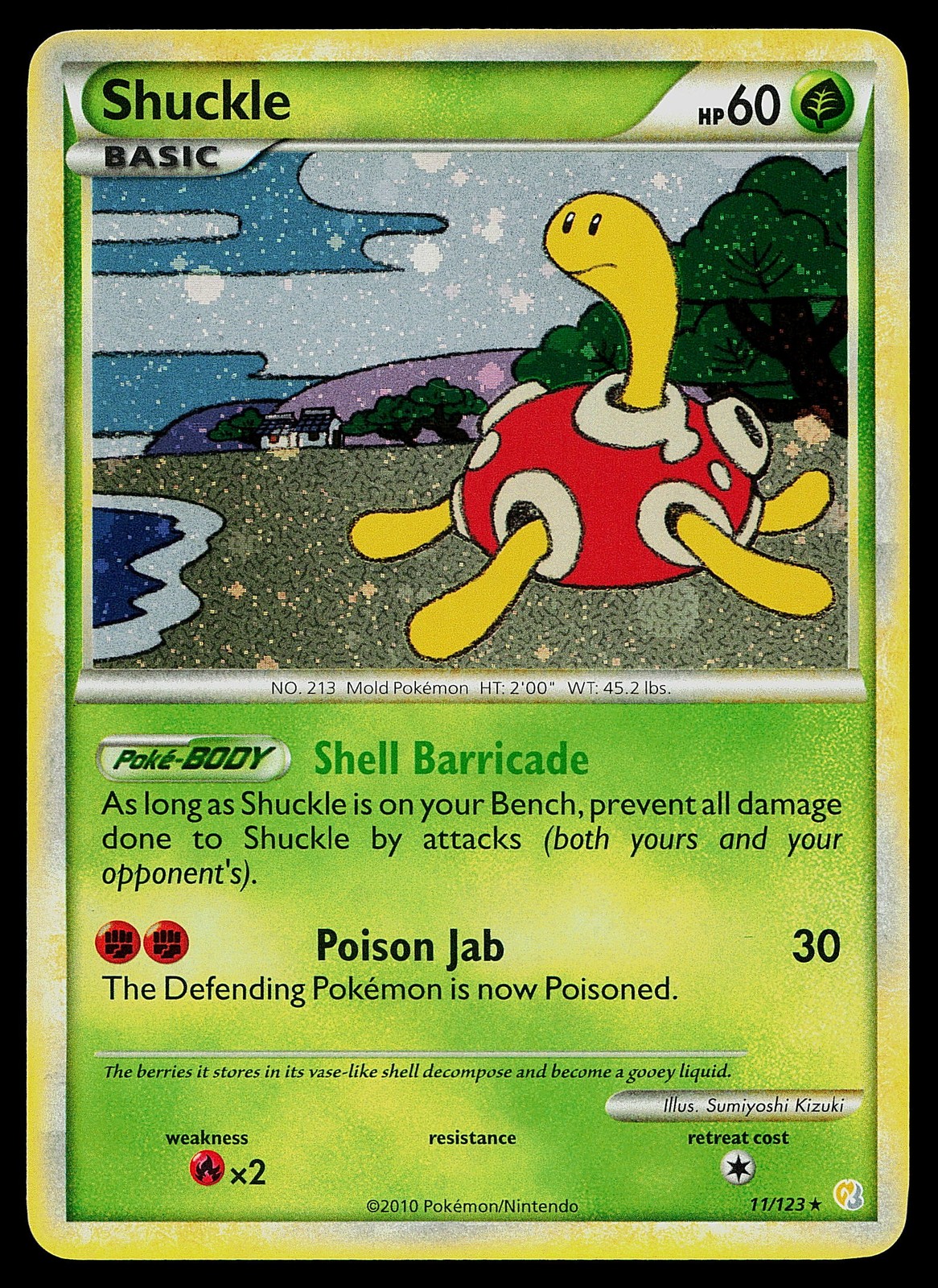 Pokemon Card - Shuckle HeartGold SoulSilver 11/123 Holo Rare