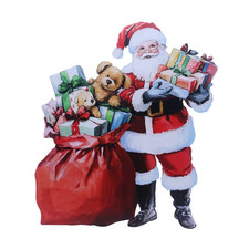 Christmas Vintage Inspired Santa with Presents Metal Porch Sign 23 Inch Tall