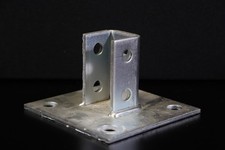 6 in. x 6 in. Steel Square Post Base Connector - Strut Fitting - Silver Galvaniz