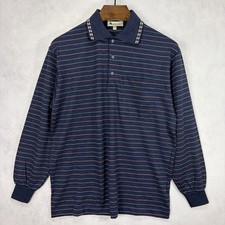 Aquascutum Polo Shirt Mens Large 50 100% Wool Made In Italy Long Sleeve Jumper