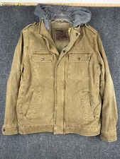 Levis Jacket Men's M Brown Hooded Sherpa Lined Trucker Field Coat Utility