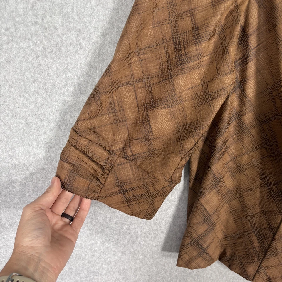 Dressbarn Blazer 14 16 Plaid Faux Leather Stretch Snakeskin Moto Mob Career USA - Image 4 of 4