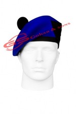 Traditional Scottish Royal Blue Balmoral Bonnet with Black Pom Pom Highland