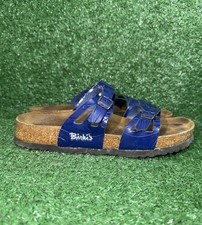 Sandali donna Birki By Birkenstock blu in pelle con cinturino sughero taglia 8 EURO 39