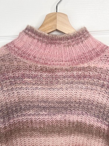Nordstrom Signature Women's Mock Neck Pink Striped Sweater Multicolor Size S - Picture 3 of 10