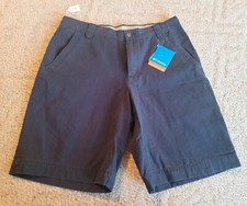 Columbia Valley View Shorts Men  s 34 X 11 Blue Cotton Pockets New W/Tags 7751