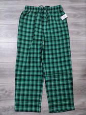 Lands End Pajamas Mens Medium 32-34 Green Plaid Lounge Pant PJs