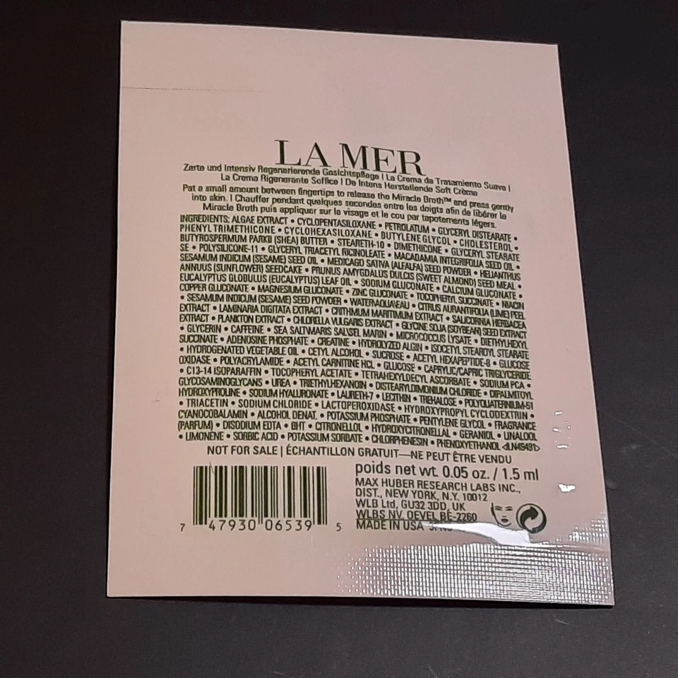 La Mer La Creme The MOISTURIZING 软面霜样品 1.5 毫升/0.05 盎司 — 第 2/3 张图片