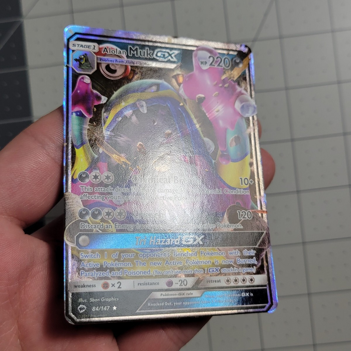 Alolan Muk GX OC Miscut Error Pokemon Card Burning Shadows