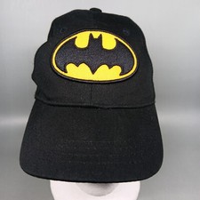 Youth Baseball Cap Hat Black Batman Adjustable Hook Loop Child DC Comics Logo