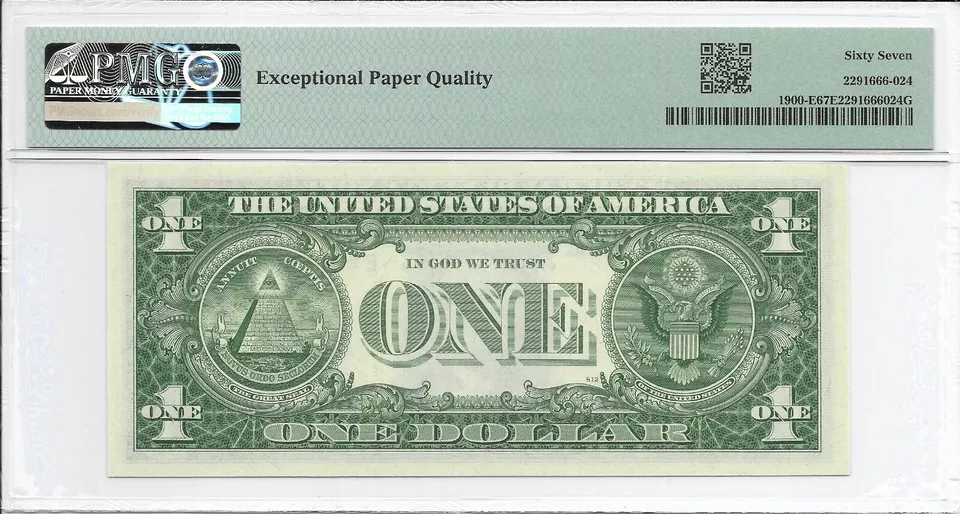 1963 $1 RICHMOND FRN. PMG SUPERB GEM Uncirculated 67 EPQ Banknote. E/B block - Image 2 of 2