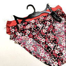 NWT Rene Rofe Panties Bikini 3Pack Floral SizeL Coral Black White No Show