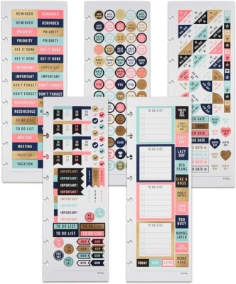 TUL  Discbound Notebook Sticker Sheets, 3'' x 8-1/2'', Assorted, 10 Sheets