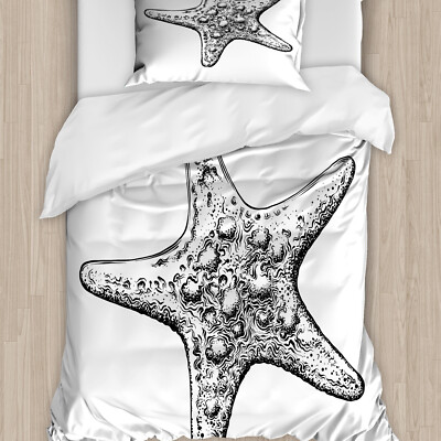 Vintage Nautical Tattoo Bettwäsche Set Starfish fish Sketch