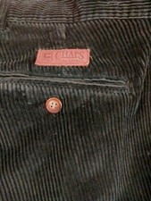 VINTAGE CHAPS RALPH LAUREN GREEN CORDUROY PANTS PLEATED CUFFED 37 X 31 Tall