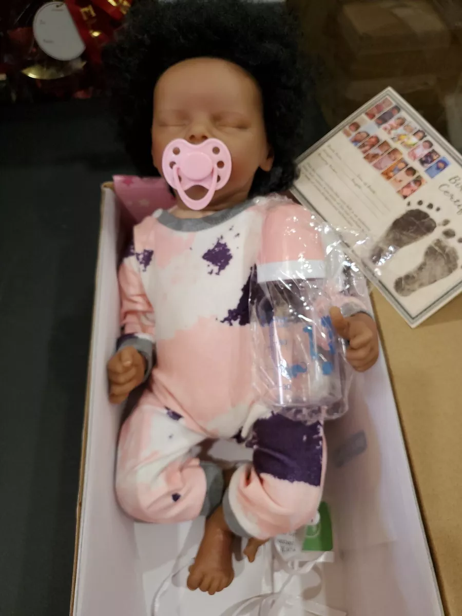 17 Reborn Baby Dolls Black African American Realistic Newborn Baby Dolls  Soft Vinyl Dolls Full Body for Age 3+ 