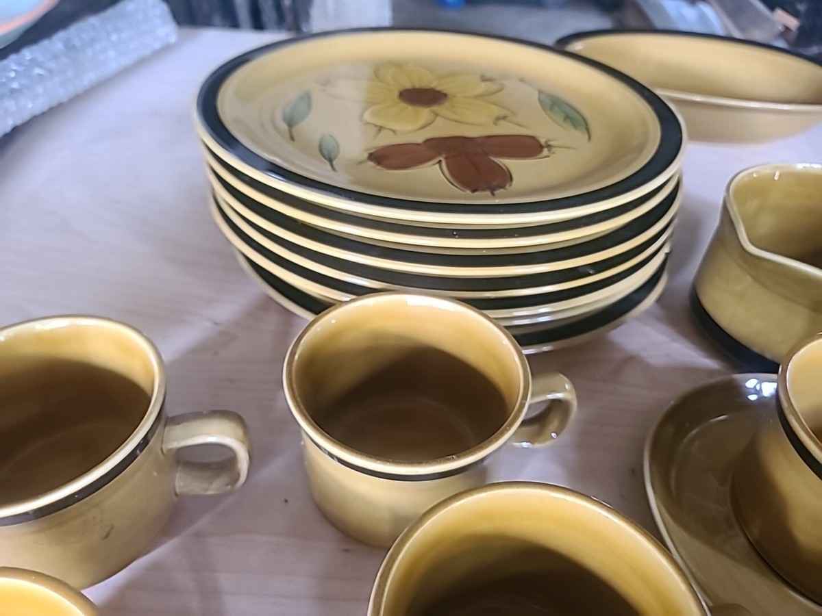 昭和レトロ 新品未使用 KARINA JAPAN STONEWARE 5枚セット 29 Piece 🔥 Vintage Japan Flower Stoneware Dishes, Plates