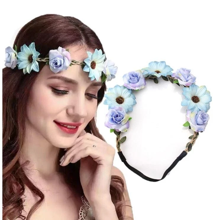 Corona di fiori, corona di fiori, fascia per capelli con rosa, set