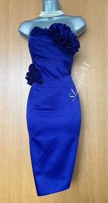 karen millen cobalt blue dress Karen Millen Tailored Belted Midi Shirt Dress in Cobalt