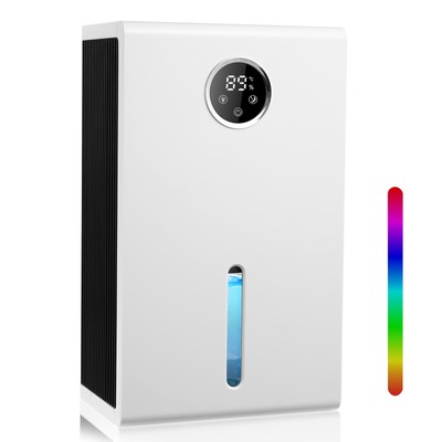 US Plug Dehumidifier 2600ml Water Tank, 7 Color Atmosphere Lights white