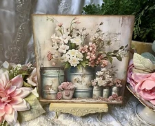 Shabby Chic Tins & Jars Flowers French Country Cottage 8x8 Handcrafted Plaque #5