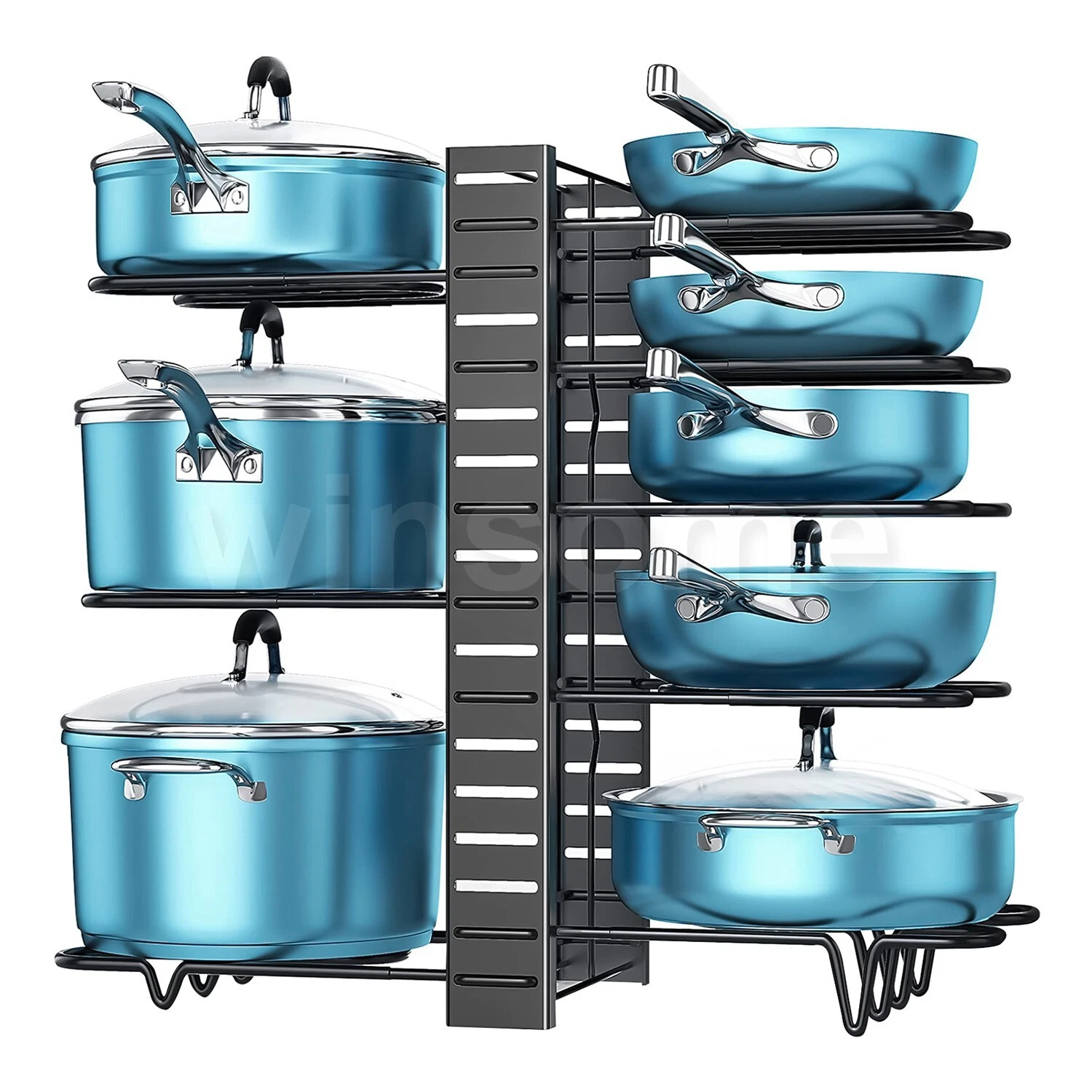 8 tiers Pot Pan Organiser Lid Kitchen Storage Cabinet Rack Cupboard Stand Holder