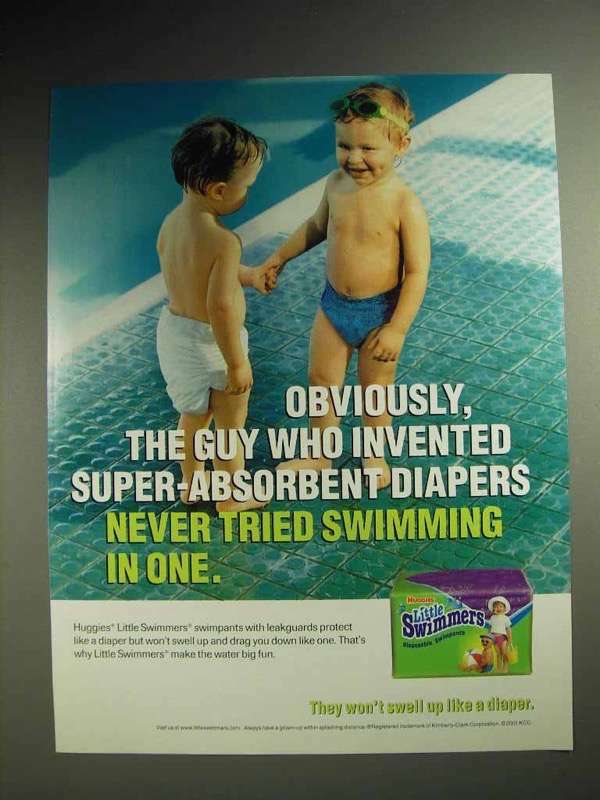 2001 Huggies Little Swimmers Diapers Ad Swimming