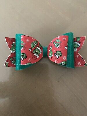 4.5” Red And Green The Grinch Christmas Boutique Hair Bow 