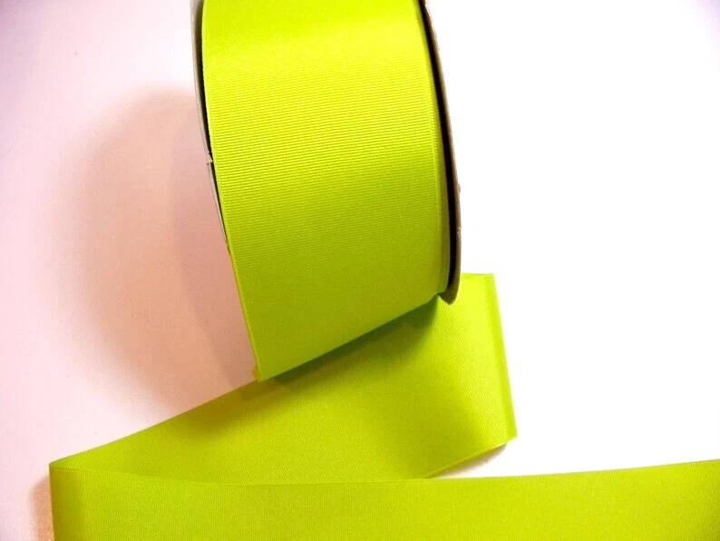 Green Grosgrain Ribbon 3 inches wide x 7 yards Schiff Lime Polyester Cheer B40 - Image 4 of 4