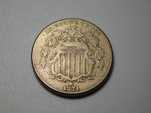VINTAGE US COIN 1874 SHIELD NICKEL - Picture 8 of 8